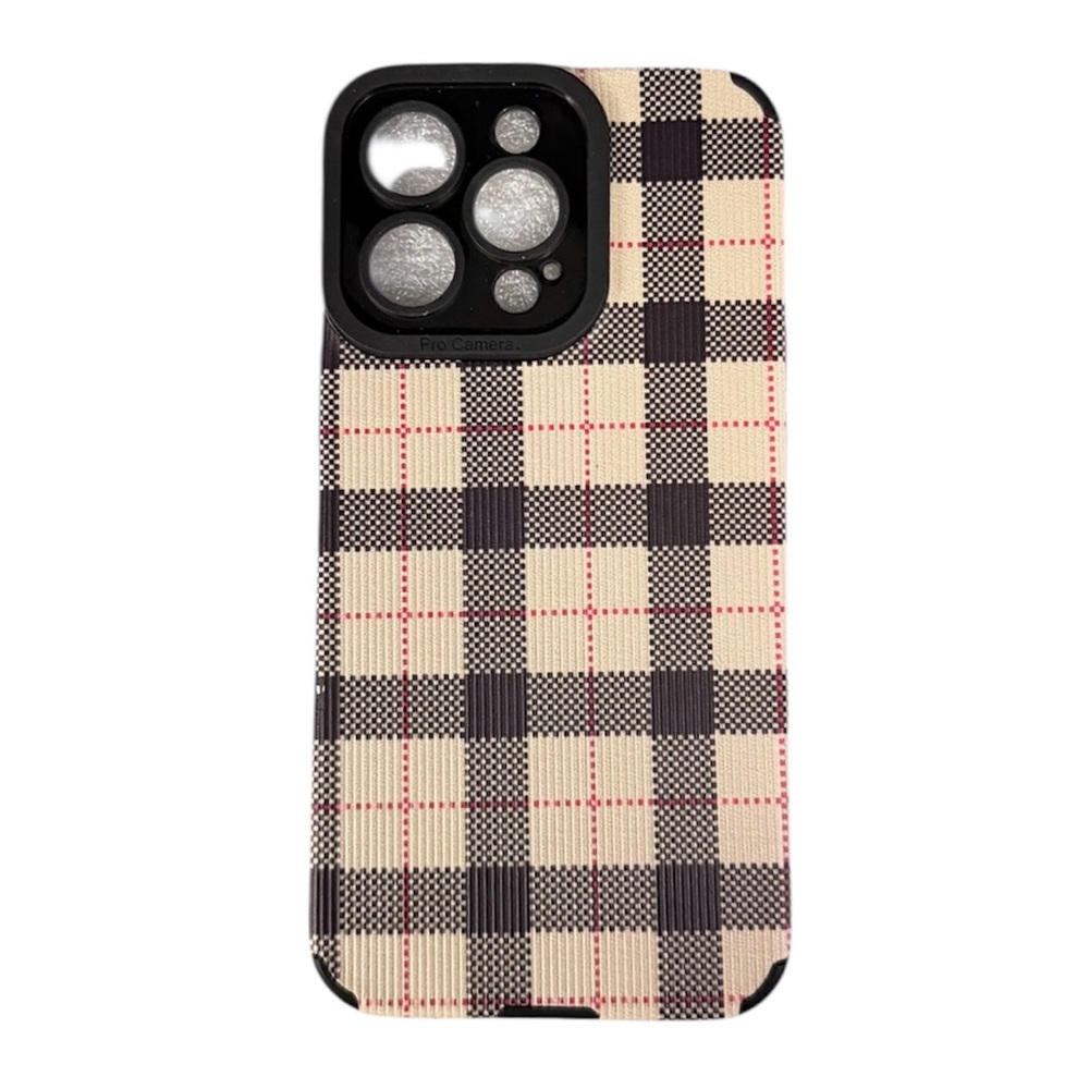 iPhone 13 Pro Plaid Case - Black and Tan